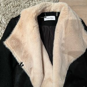 CALVIN KLEIN Coat Wool & Fur Size Large